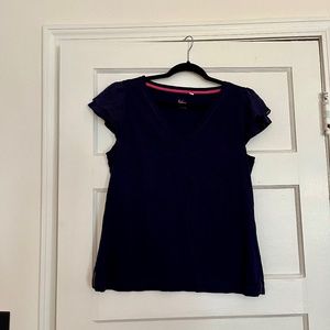 Boden navy blue top with butterfly sleeves, size medium